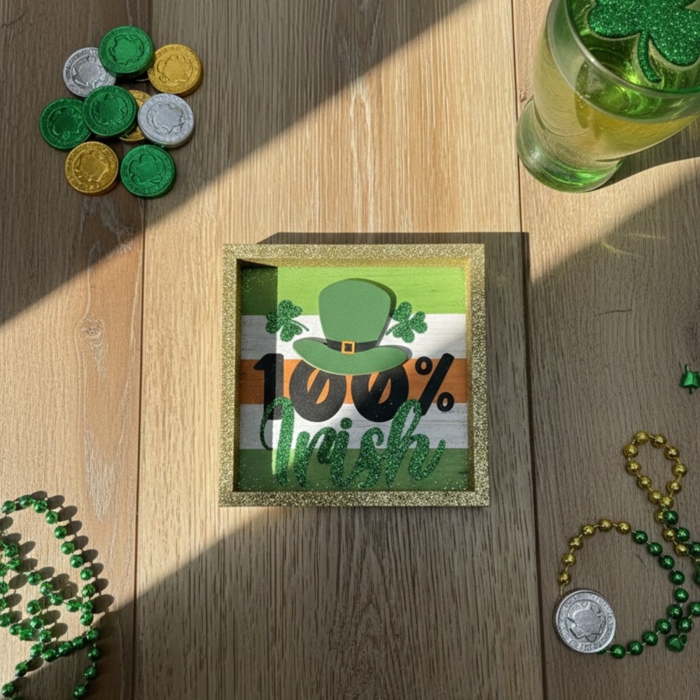NWT St. Patrick's Day Glitter Frame Decor